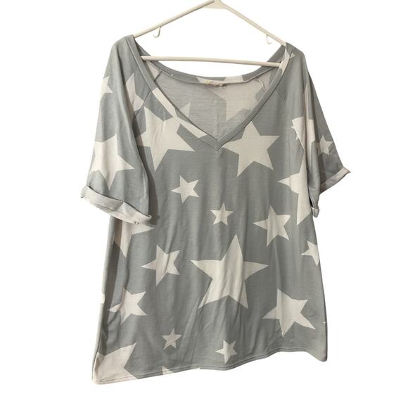 BiBi Star Top Gray & White Super Soft Large - Picture 1 of 6